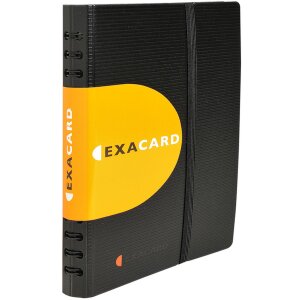 Porte-cartes de visite Exacard avec 20 pochettes amovibles pour 120 cartes Exactive, 20x14,5cm noir