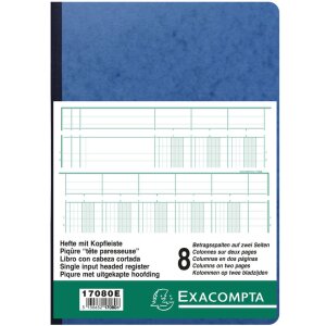 Cahier multi-colonnes A4 8 colonnes 40 feuilles