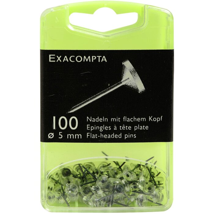 Exacompta Aiguilles à tête plate Ø 5 mm 100 pièces transparent