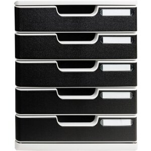 Coffret à tiroirs A4+ avec 5 tiroirs gris clair-noir