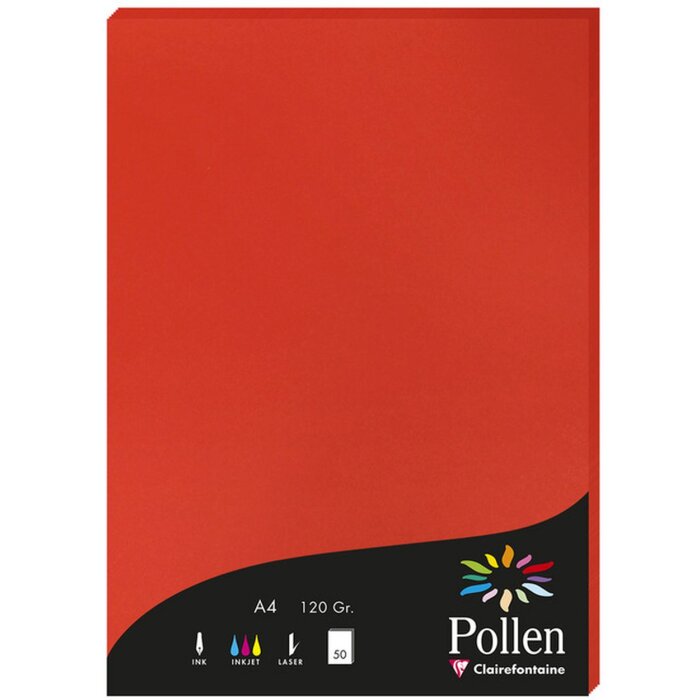 Papier A4 Pollen 120g 50 feuilles rouge corail