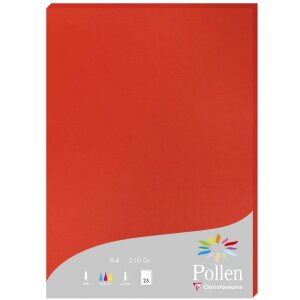 Papier A4 Pollen 210g rouge corail 25 feuilles