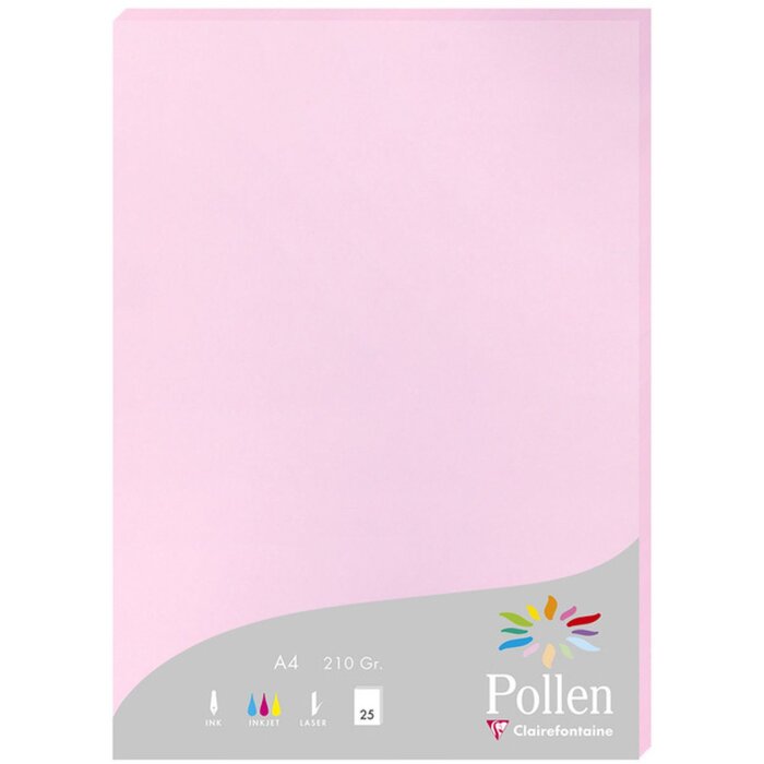 25 feuilles de papier Pollen, DIN A4, 210g rose bonbon