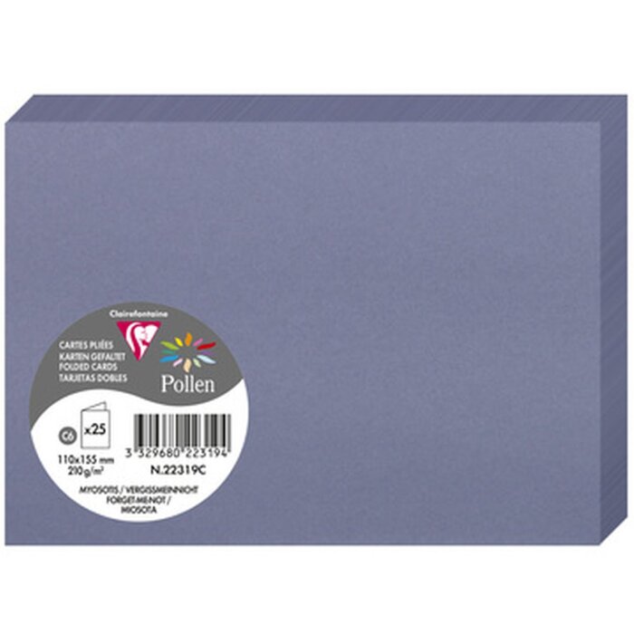 Carte C6 double 210g bleu myosotis