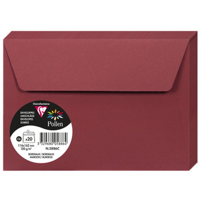 Enveloppe C6 Pollen 120g bordeaux