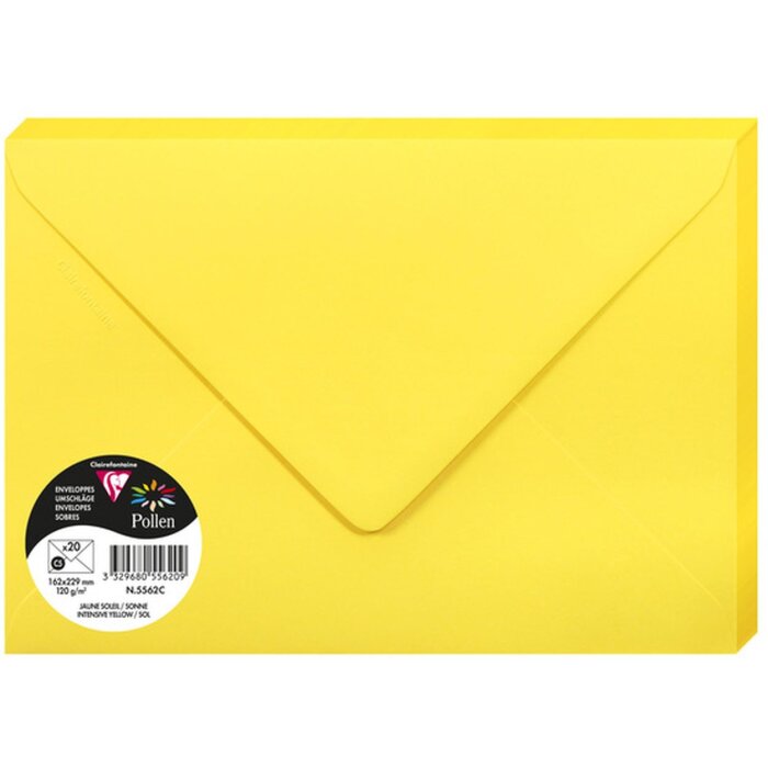 Pack 20 enveloppes Pollen, C5 162x229mm, 120g soleil