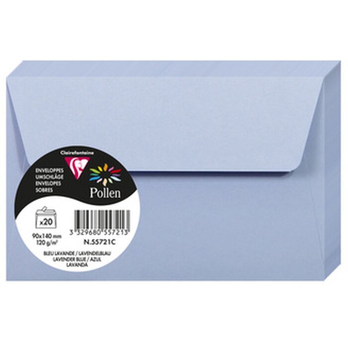 Clairefontaine Enveloppe Pollen 20 pièces bleu lavande 90x140 mm 120g