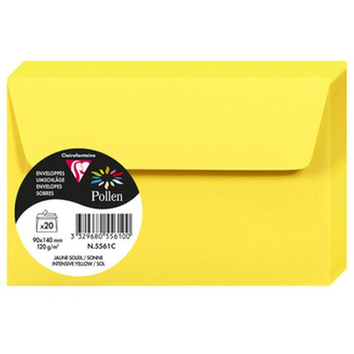 Enveloppe Pollen 20 pièces jaune soleil 90x140 mm 120g