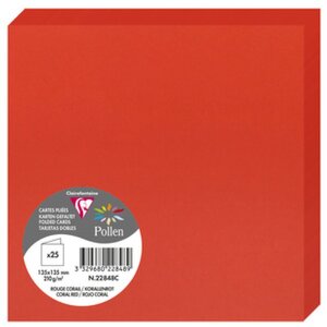 Carte double pollen 135x135 rouge corail