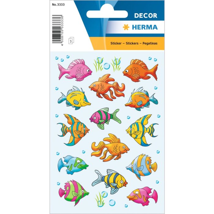 Stickers HERMA aux couleurs vives sur les poissons de la série DECOR