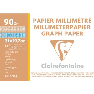 Papier millimétré A4 perforé blanc 90g