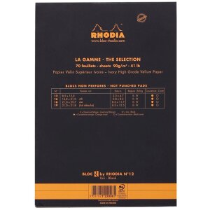 Rhodia Bloc 8,5x12 cm agrafé 70 feuilles blanches 90g - Noir