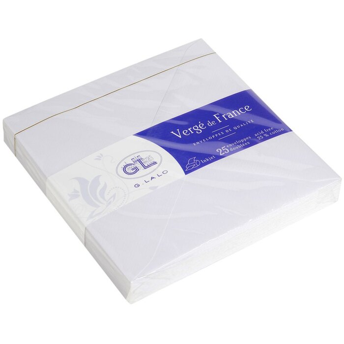 Enveloppes VERGÉ rainurées blanc 140x140 mm - 22000L