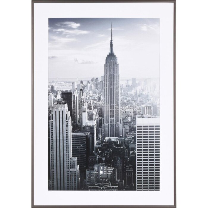 Henzo cadre photo aluminium Manhattan gris foncé 50x70 cm avec passe-partout