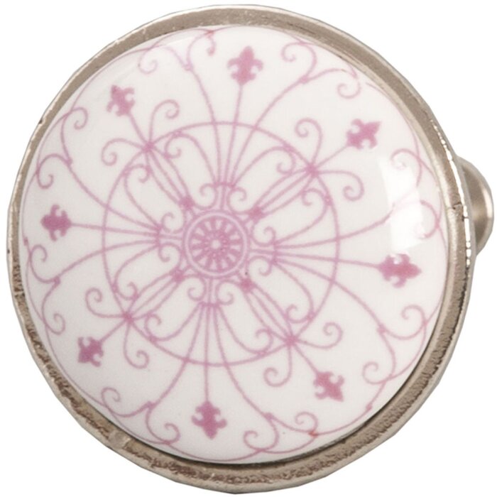 Clayre & Eef 61879 Bouton de porte Ø 3 cm Rose Céramique Rond