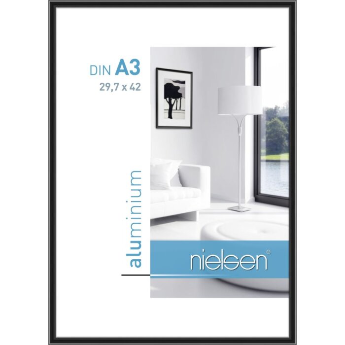 Cadre en aluminium Nielsen Classic 29,7x42 cm anodisé noir DIN A3 Cadre pour diplômes