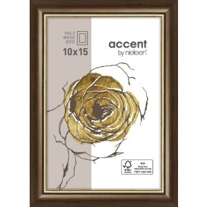 Ascot cadre en bois 10x15 cm brun foncé-or