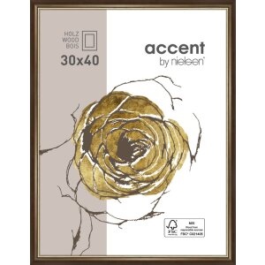 Ascot cadre en bois 21x29,7 cm brun foncé-or