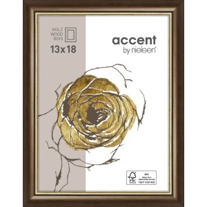 Ascot cadre en bois 24x30 cm brun foncé-or