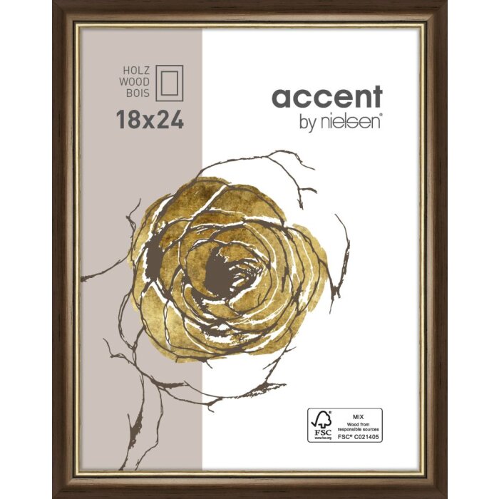 Ascot cadre en bois 30x40 cm brun foncé-or