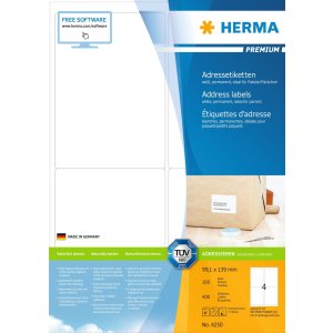 Étiquettes dadresse HERMA Premium A4, blanches...