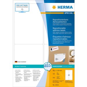 Étiquettes dadresse HERMA A4 blanches 99,1x139 mm...