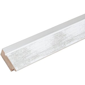 Cadre en bois Deknudt S43RE 10x15 cm blanc - bord argenté