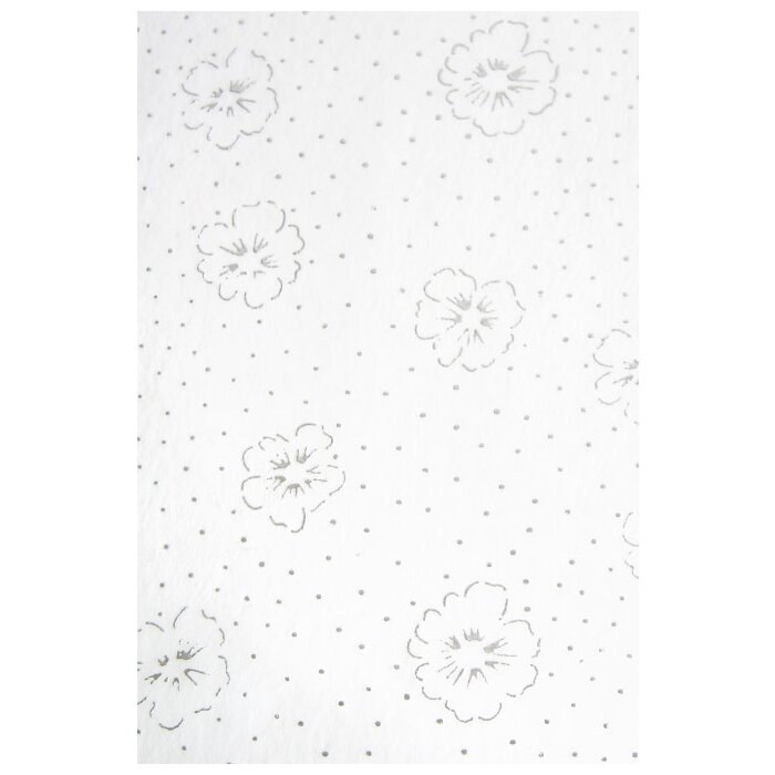 Papier 70x100 cm intissé blanc fleur argenté